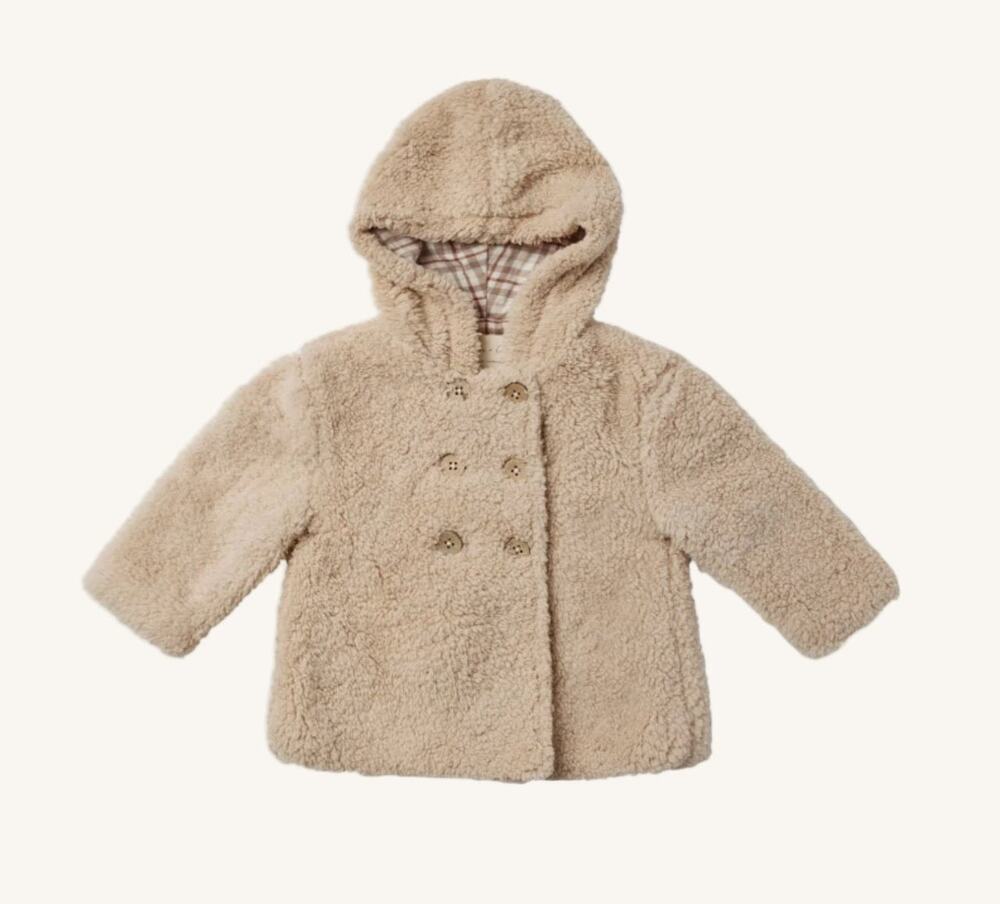 Rylee + Cru Teddy Cozy Button Up Jacket Coat MSRP $79  | Tan | 4-5 Years